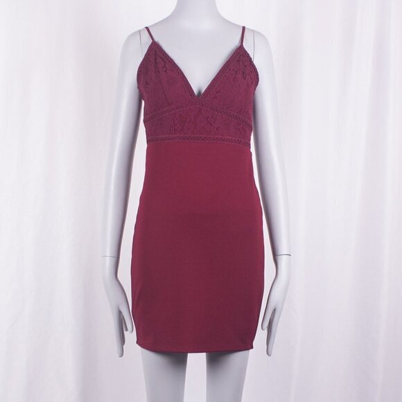 LULUS Late Night Snack Wine Red Lace Backless Bodycon Dress Size XS - Picture 5 of 9